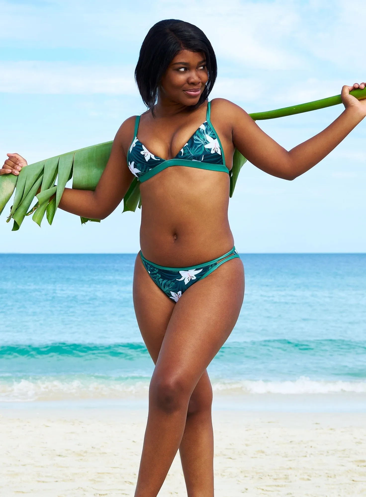 Amanda Reversible Bikini Top - Green/Midnight Jungle Print