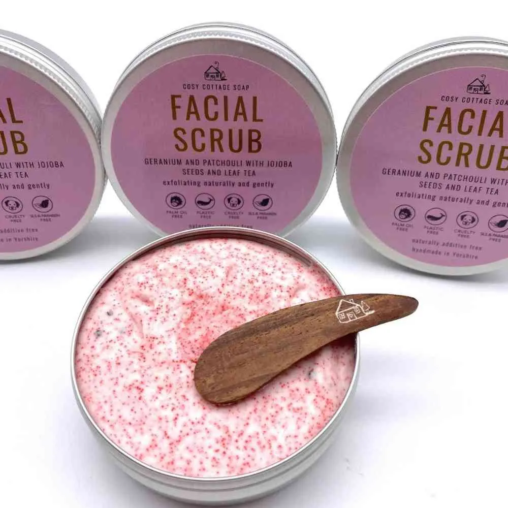 Face Scrub, Natural Exfoliating Facial Scrub, Geranium & Jojoba